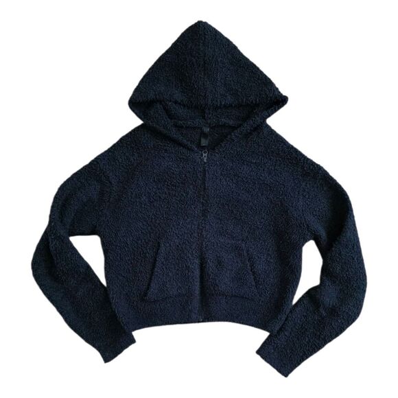 SKIMS Tops - Skims Black Boucle Cozy Knit Zip Up Hoodie S/M